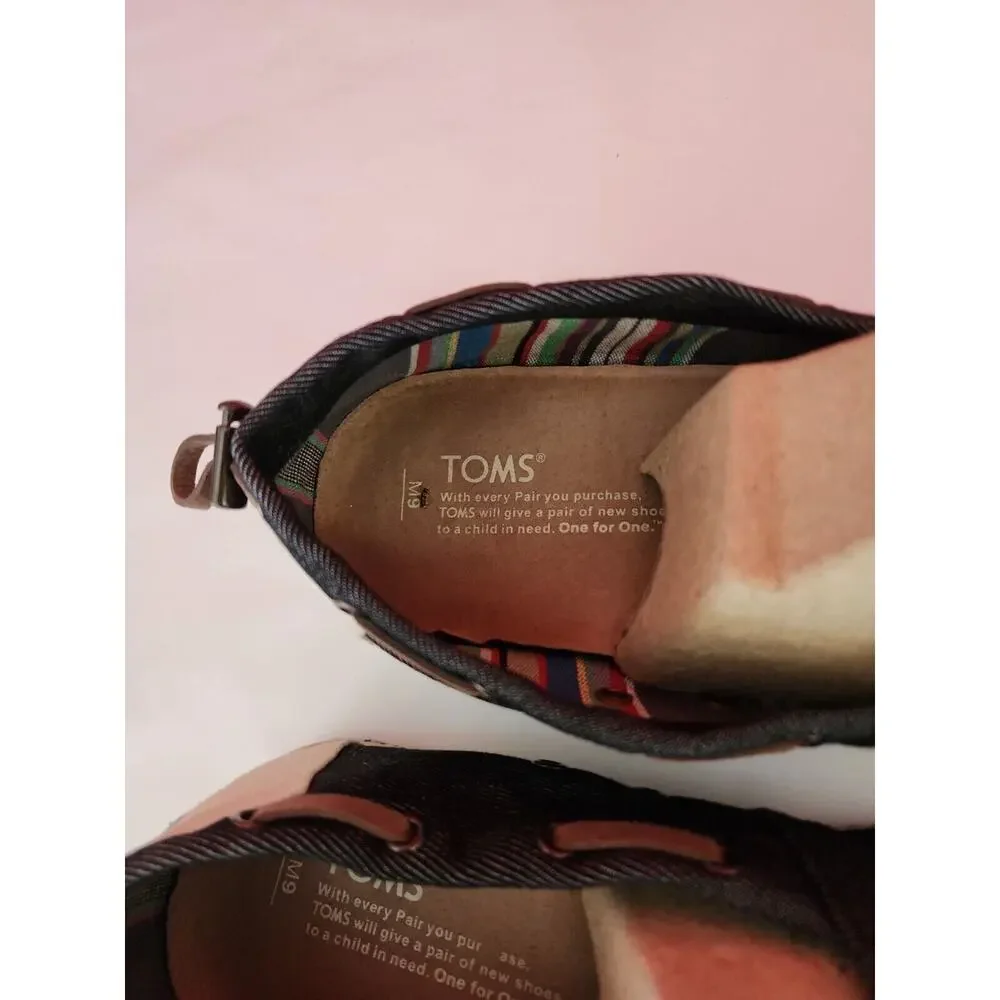 TOMS Men Denim Bimini Canvas Shoes, Size 9M, black Slip On
